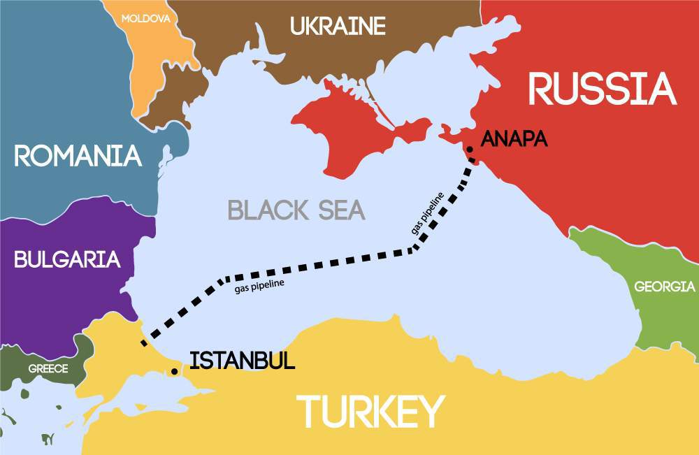 Schematic map of the gas pipeline in the Black Sea