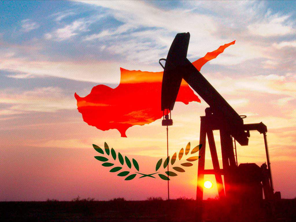 pumpjack oil extraction with the Cyprus flag.