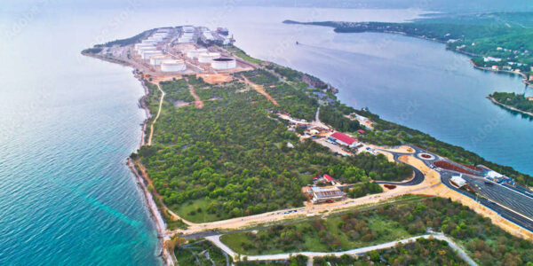LNG terminal on Krk island aerial view