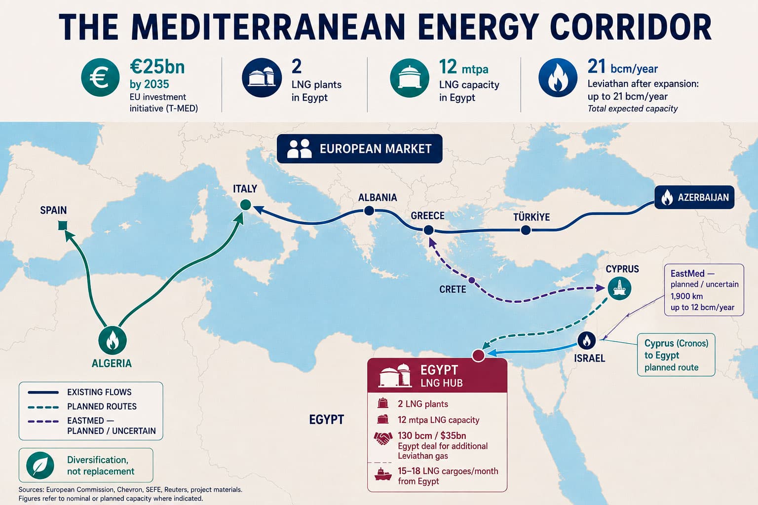 Der Mittelmeerraum: Europas neue Energiekarte. Grafik: Energy Europe Editorial Team.