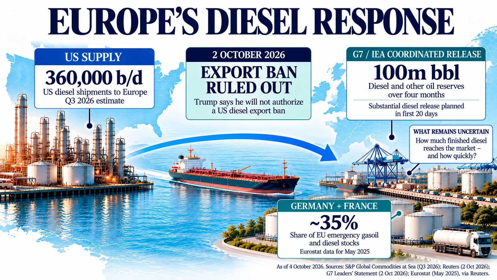 US imports, strategic reserves and measures to ease short-term supply pressure. Graphic: Energy Europe Editorial Team.